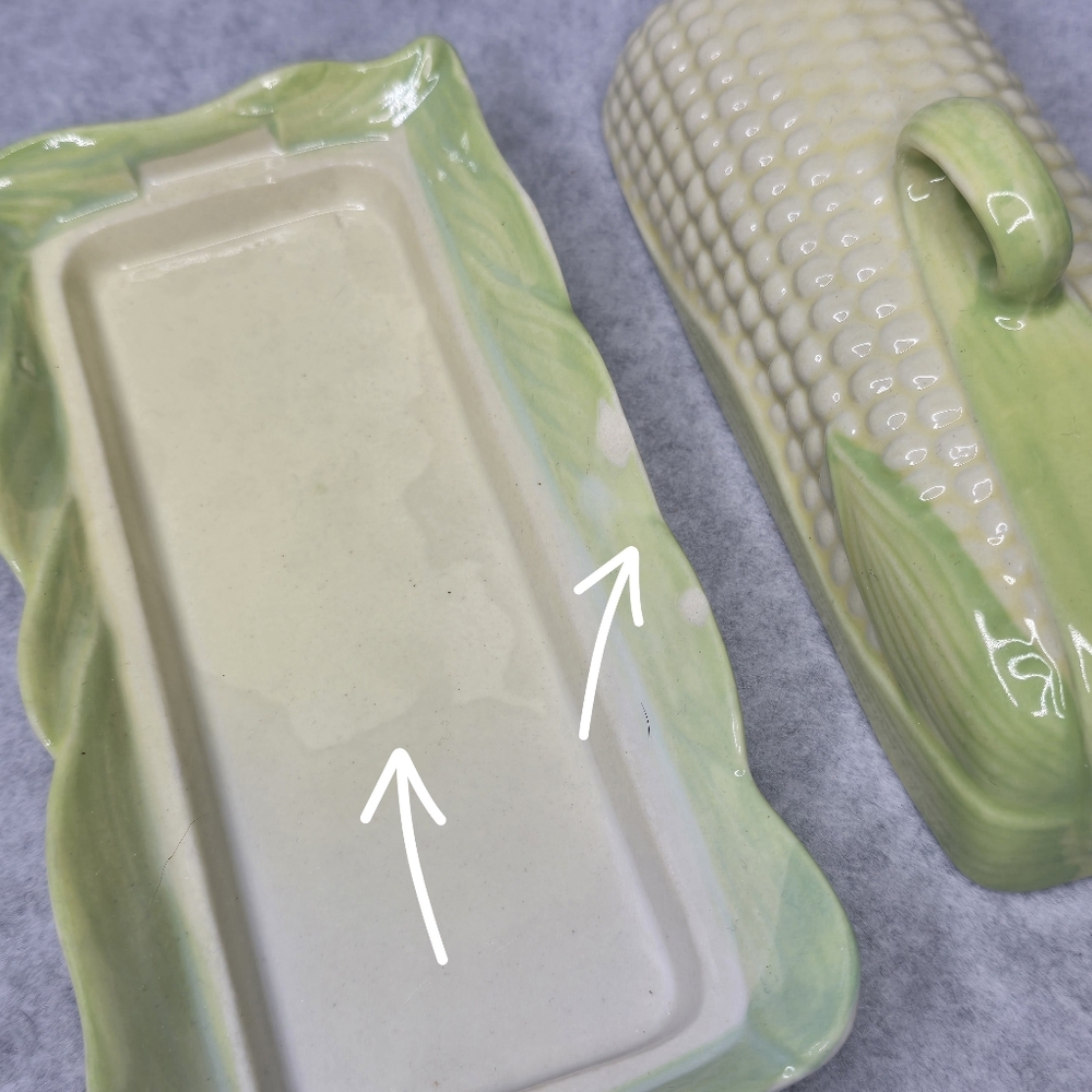 Vintage Ceramic Corn on the Cob Butter Dish - Farmhouse Kitchen Decor - Picture 10 of 13